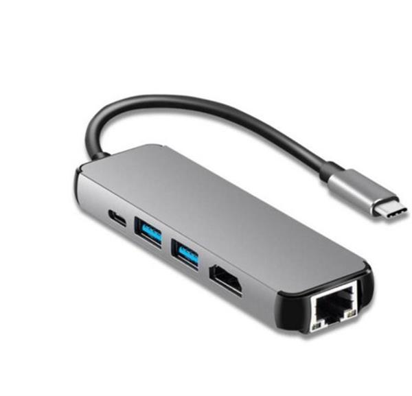 Grote foto drphone nd1 5 in 1 multiport type c hub hdmi 4k 1x gigabit 1000m ethernet 2 x usb 3.0 usb computers en software overige computers en software