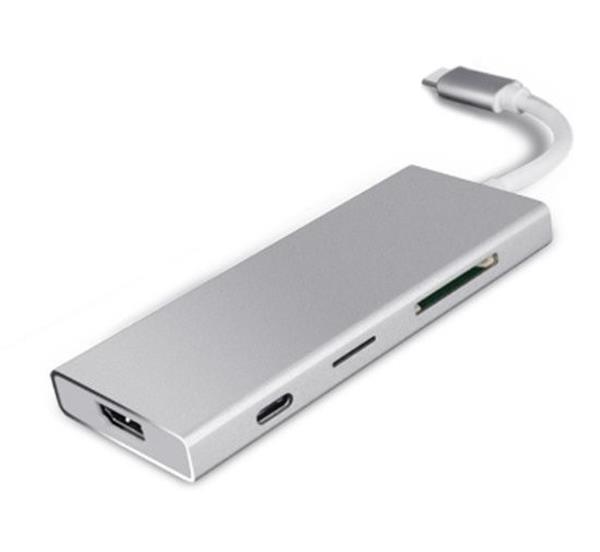 Grote foto drphone 7 in 1 multi adapter hub 3x usb 3.0 1x sd kaart 1x micro sd kaart 1x hdmi 4k 1x usb c p computers en software overige computers en software