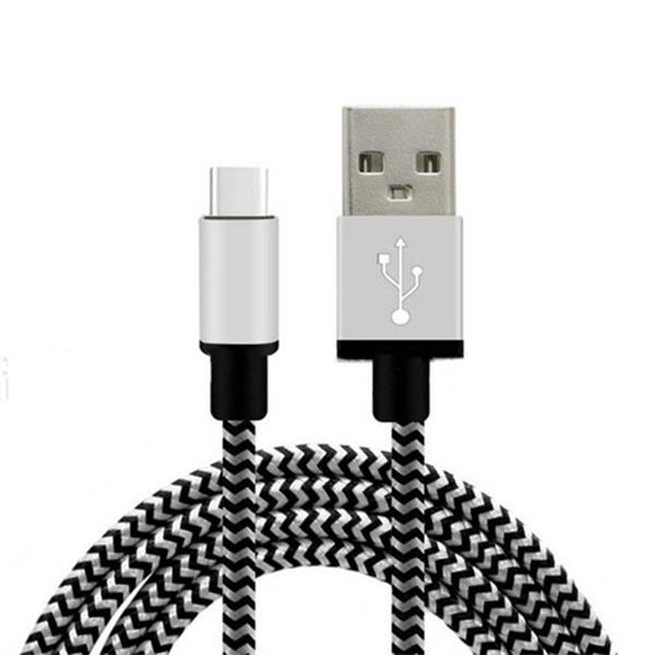 Grote foto 1 meter gecertficieerd extra sterke nylon type c usb kabel wit telecommunicatie mobieltjes