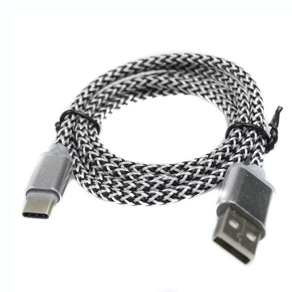 Grote foto 1 meter gecertficieerd extra sterke nylon type c usb kabel wit telecommunicatie mobieltjes