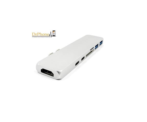 Grote foto drphone 7 in 1 usb c hub dual type c dock 5k output 40 gbps thunderbolt 3 2x usb 3.0 poorten computers en software overige computers en software