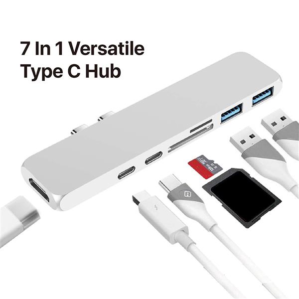 Grote foto drphone 7 in 1 usb c hub dual type c dock 5k output 40 gbps thunderbolt 3 2x usb 3.0 poorten computers en software overige computers en software