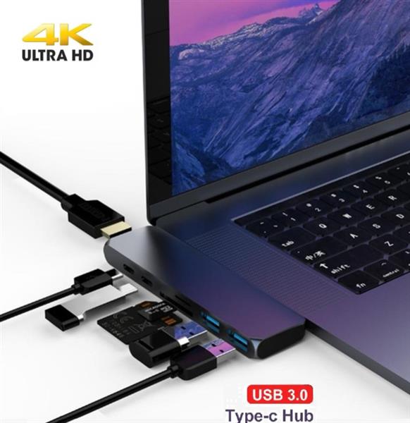 Grote foto drphone 7in1 usb c hub type c thunderbolt 3 2x usb 3.0 poorten 4k hdmi sd microsd 100w pd computers en software overige computers en software