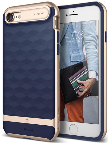 Grote foto caseology parallax series shock proof grip case iphone 7 8 navy blue screenprotector telecommunicatie mobieltjes