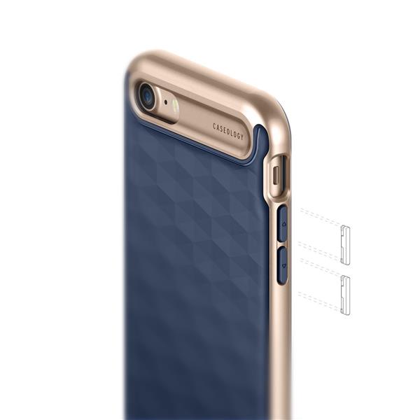 Grote foto caseology parallax series shock proof grip case iphone 7 8 navy blue screenprotector telecommunicatie mobieltjes