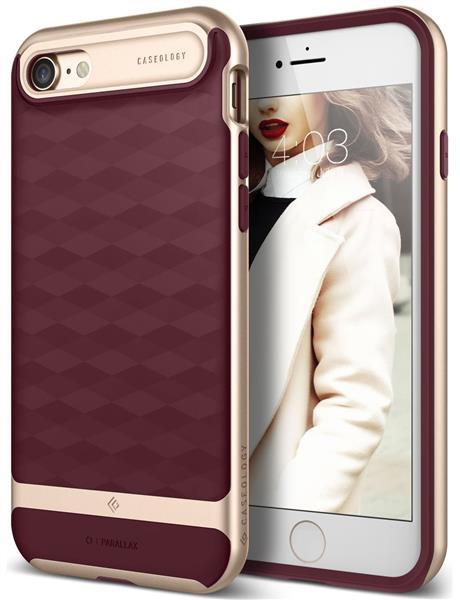 Grote foto caseology parallax series shock proof grip case iphone 7 8 burgundy red screenprotector telecommunicatie mobieltjes
