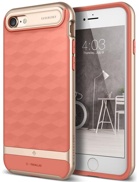 Grote foto caseology parallax series shock proof grip case iphone 7 8 coral pink screenprotector telecommunicatie mobieltjes