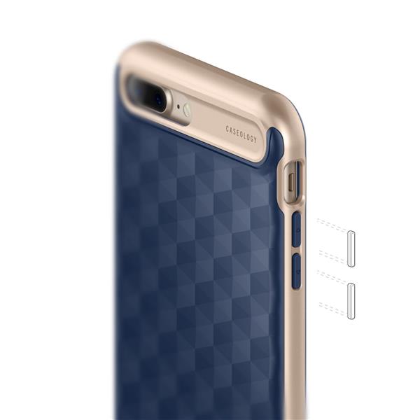 Grote foto caseology parallax series shock proof grip case iphone 7 8 plus navy blue screenprotector telecommunicatie mobieltjes