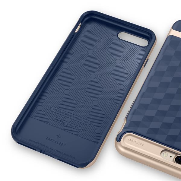 Grote foto caseology parallax series shock proof grip case iphone 7 8 plus navy blue screenprotector telecommunicatie mobieltjes