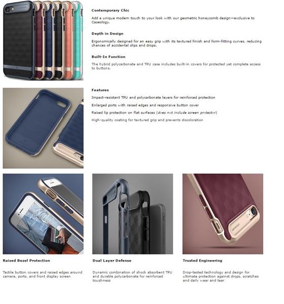 Grote foto caseology parallax series shock proof grip case iphone 7 8 plus black deep blue screenprotect telecommunicatie mobieltjes