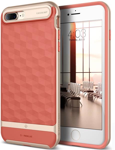 Grote foto caseology parallax series shock proof grip case iphone 7 8 plus coral pink screenprotector telecommunicatie mobieltjes