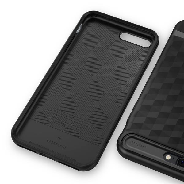 Grote foto caseology parallax series shock proof grip case iphone 7 8 plus black black screenprotector telecommunicatie mobieltjes