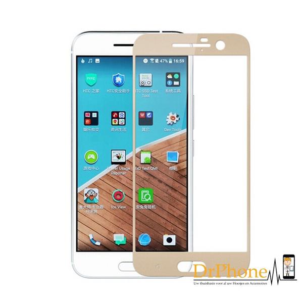 Grote foto drphone htc 10 glas 4d volledige glazen dekking full coverage curved edge frame tempered glass goud telecommunicatie mobieltjes