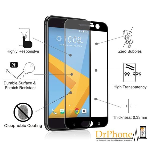 Grote foto drphone htc 10 glas 4d volledige glazen dekking full coverage curved edge frame tempered glass goud telecommunicatie mobieltjes
