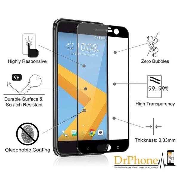 Grote foto drphone htc 10 glas 4d volledige glazen dekking full coverage curved edge frame tempered glass goud telecommunicatie mobieltjes