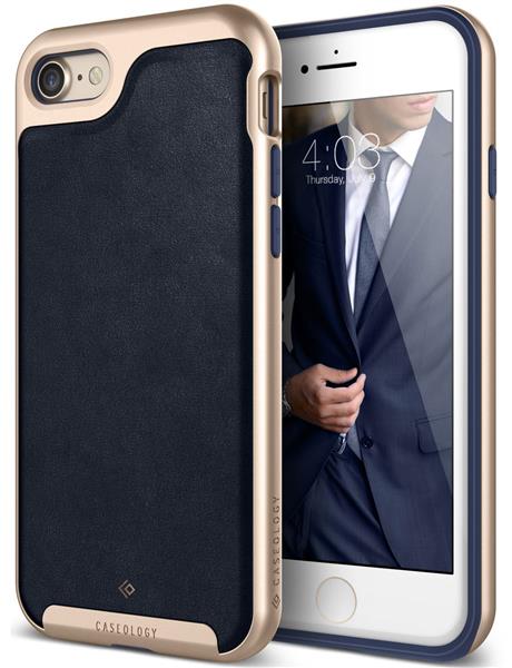 Grote foto caseology envoy series iphone 8 7 leather navy blue iphone screenprotector hd telecommunicatie mobieltjes