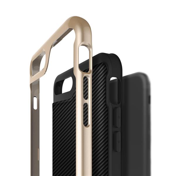 Grote foto caseology envoy series iphone 8 7 plus carbon fiber black gold iphone screenprotector hd telecommunicatie mobieltjes