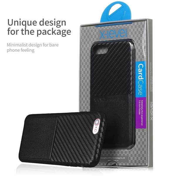 Grote foto iphone 7 plus x level card case carbon style kaarthouder case zwart telecommunicatie mobieltjes