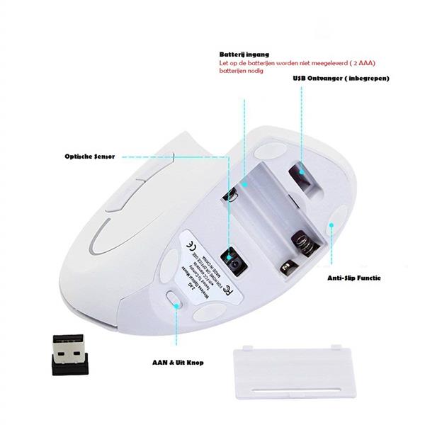 Grote foto elementkey ergo4 verticale muis wit draadloze muis met aaa batterijen rsi 3 verstelbare dpi o computers en software overige computers en software