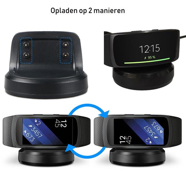 Grote foto drphone samsung gear fit 2 gear fit 2 pro premium oplader dock zwart kleding dames horloges