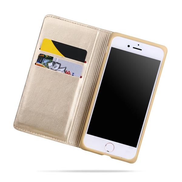 Grote foto iphone 7 plus x level wallet serie 2 carbon style portemonnee case goud telecommunicatie mobieltjes