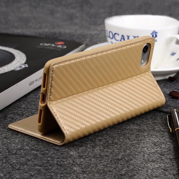 Grote foto iphone 7 plus x level wallet serie 2 carbon style portemonnee case goud telecommunicatie mobieltjes