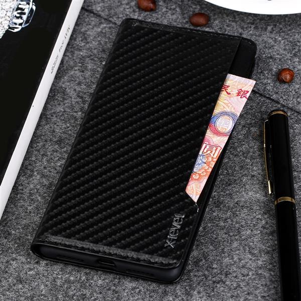 Grote foto iphone 7 plus x level wallet serie 2 carbon style portemonnee case zwart telecommunicatie mobieltjes