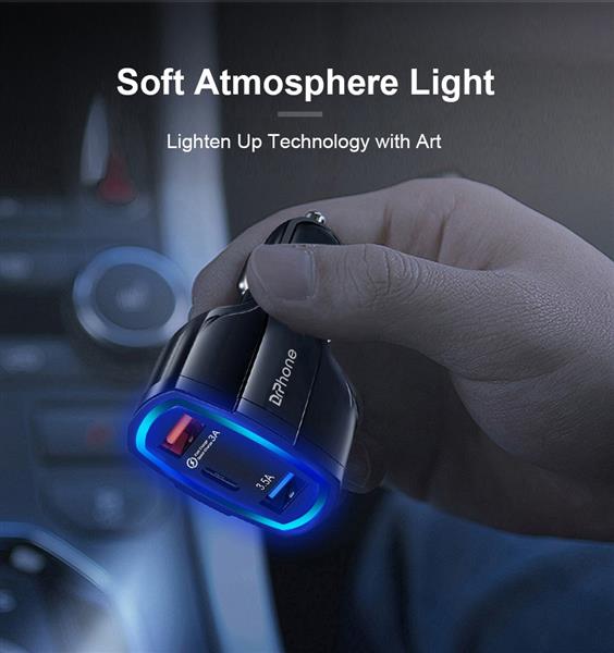 Grote foto drphone qc4 pro 3 poort autolader usb qualcom 3.0 usb 3.5a usb c lader geschikt voor tab telecommunicatie opladers en autoladers