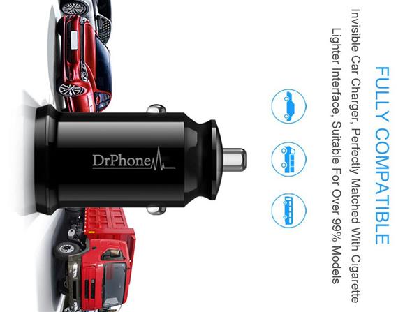 Grote foto drphone invisible 5v 2.4a usb auto oplader 1 meter apple lightning telecommunicatie opladers en autoladers