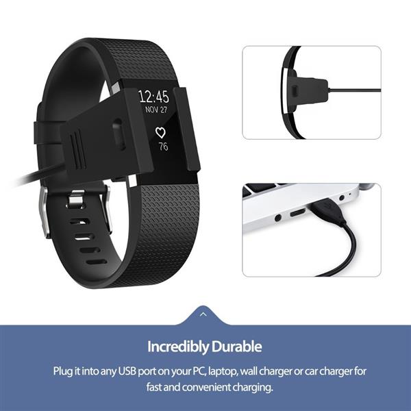 Grote foto multi pack 2x premium usb oplaadkabel adapter geschikt voor fitbit charge 2 lader laadkabel kleding dames horloges