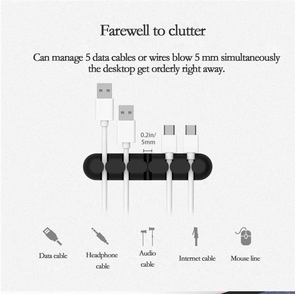 Grote foto drphone hc2 zelfklevende kabel clip universele kabelhouder kabelorganizer 5 ingangen organis telecommunicatie opladers en autoladers