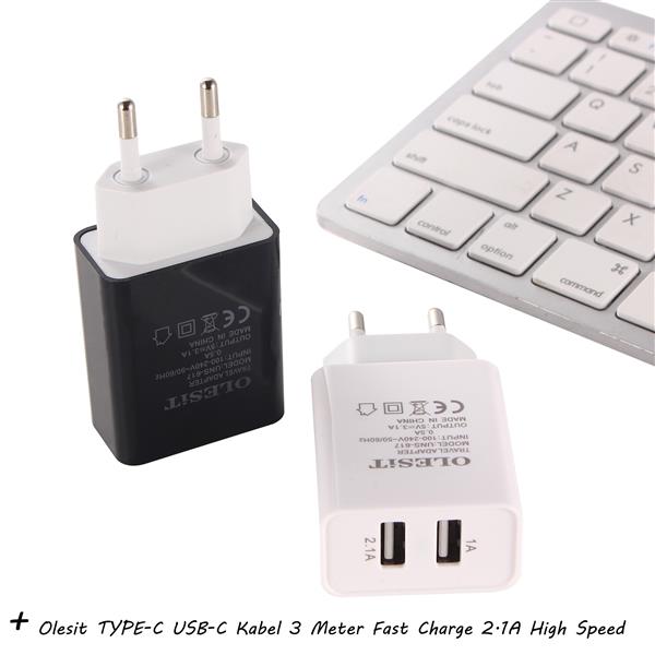Grote foto olesit 3.1a 15 5w fast charge adapter 2 poort lader snellader oplader 2 poorten type c usb c kabel telecommunicatie opladers en autoladers