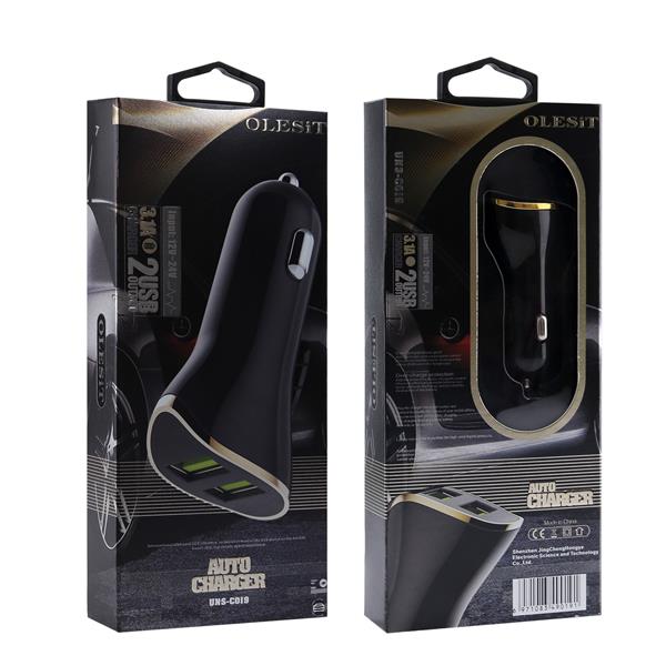 Grote foto 2 in 1 olesit 3.1a autolader oplader 2 usb poorten zwart olesit lightning kabel 1 meter telecommunicatie opladers en autoladers