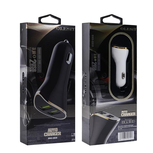 Grote foto 2 in 1 olesit 3.1a autolader oplader 2 usb poorten zwart olesit lightning kabel 1 meter telecommunicatie opladers en autoladers