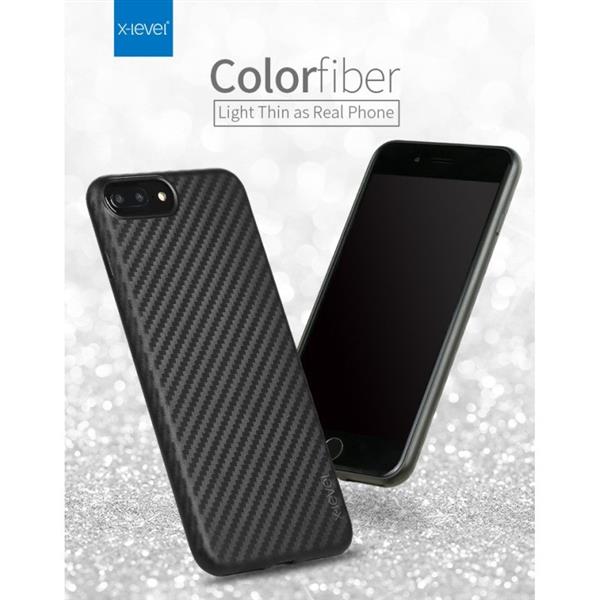 Grote foto iphone 7 plus x level 0.8mm carbon fiber textuur tpu soft case zwart telecommunicatie mobieltjes