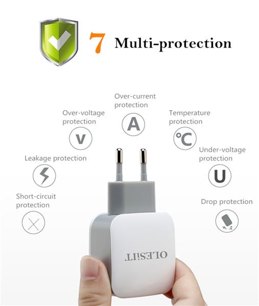 Grote foto olesit 3.4a 17w snellader adapter 2 poort lightning 1m 3.0a kabel high speed geschikt voor iphon telecommunicatie opladers en autoladers