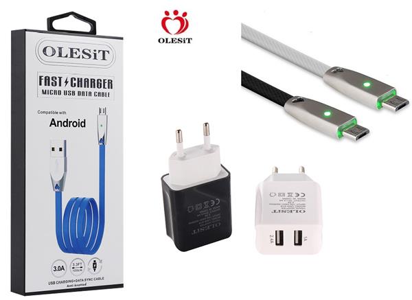 Grote foto olesit 2 poorten usb oplader 3.1a fast charge snellader micro usb kabel 1mtr 3.0a geschikt voo telecommunicatie opladers en autoladers