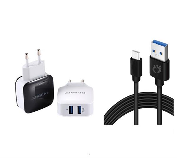 Grote foto olesit 3.4a 17w snellader adapter 2 poort micro usb 1.5m 2.1a kabel high speed geschikt voor lg telecommunicatie opladers en autoladers