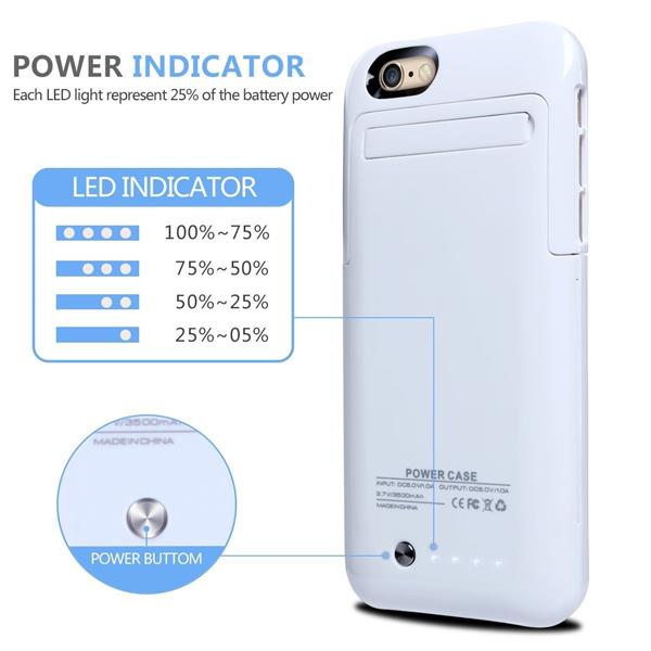 Grote foto iphone 6s 6 externe batterij accucase pack power bank 3500 mah wit telecommunicatie mobieltjes