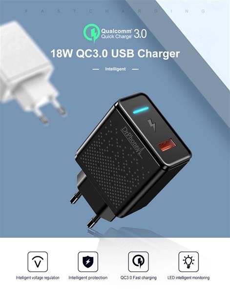 Grote foto drphone halo 18w qualcom 3.0 quick charge snel lader met led indicator wit telecommunicatie opladers en autoladers