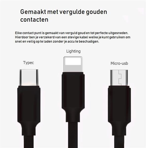 Grote foto drphone hybridx nylon kevlar oplaadkabel 1 meter lightning 8 pin kabel optimaal accuduur telecommunicatie opladers en autoladers