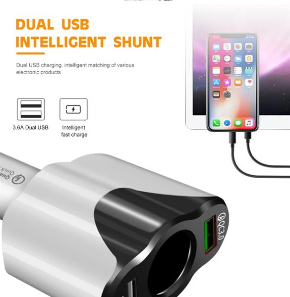 Grote foto drphone car3 2 poorten 1 sigarettenplug autolader snellader 2.4a auto bus smartphones telecommunicatie opladers en autoladers