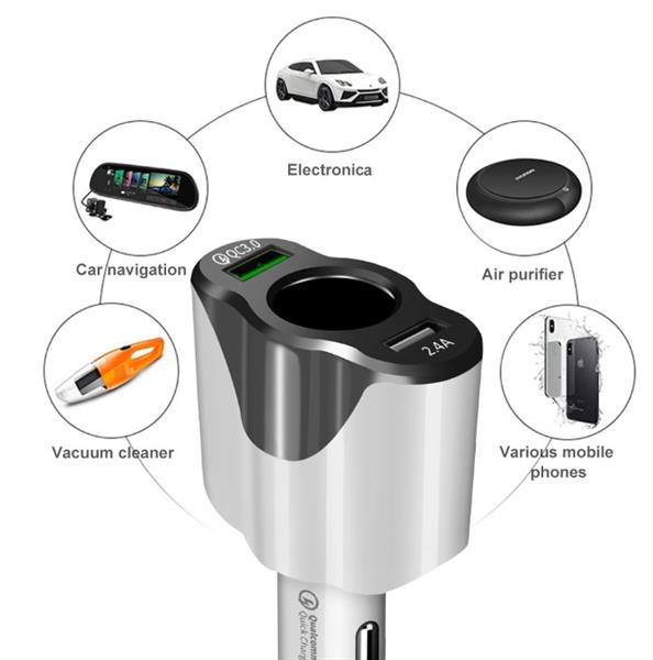 Grote foto drphone car3 2 poorten 1 sigarettenplug autolader snellader 2.4a auto bus smartphones telecommunicatie opladers en autoladers