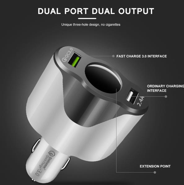 Grote foto drphone car3 2 poorten 1 sigarettenplug autolader snellader 2.4a auto bus smartphones telecommunicatie opladers en autoladers