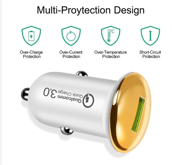 Grote foto drphone qc1 mini autolader compact krachtig 18w tablet smartphones zilver telecommunicatie opladers en autoladers