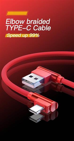 Grote foto drphone type c dubbele 90 haakse gevlochten 3a kabel datasynchronisatie snel opladen zwart ro telecommunicatie opladers en autoladers