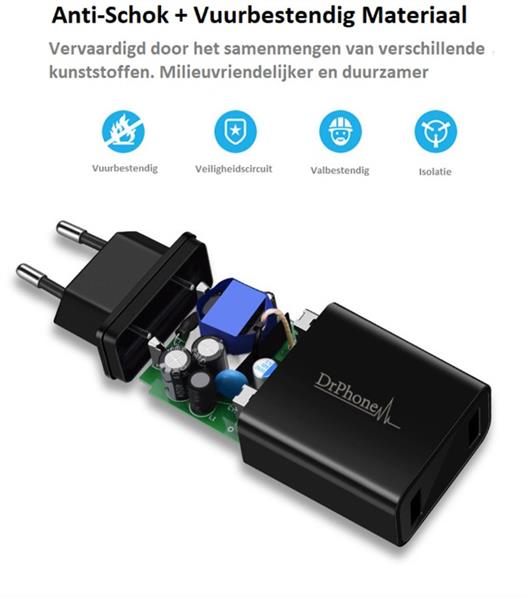 Grote foto drphone thuislader 2 poorten usb oplader 2.2a smart fast charge lader met led display wit telecommunicatie opladers en autoladers
