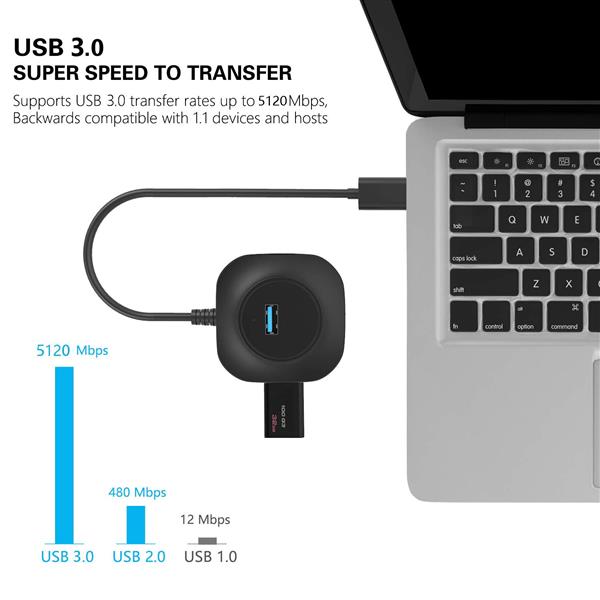 Grote foto drphone cq 4 poorten usb 3.0 hub uitbreiden usb poorten op laptop desktop pc 5gbps zwart computers en software overige computers en software