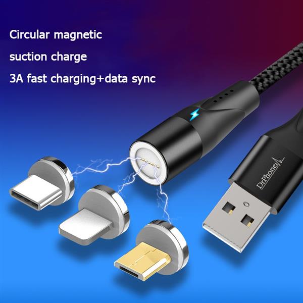 Grote foto drphone 3 in 1 lightning micro usb type c 360 magnetische 3a usb kabel snel opladen dataoverdrac telecommunicatie opladers en autoladers