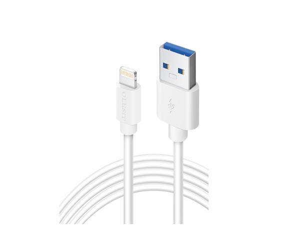 Grote foto olesit lightning 3 meter fast charge 2.4a oplaadkabel veilig laden data sync transfer wit telecommunicatie mobieltjes